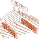 25 Pack 16.5" Metal Wire Hangers with Clips, Rose Gold Copper Finish Clothes Storage Coat Hangers, 42CM