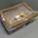 yarlung Set of 10 Kraft Bakery Box with Clear Window Lid, 14"x10"x3" Foldable Brown Paperboard Food Wrapping Tray with Greaseproof Paper for Cookies, Donuts, Pies, Picnic, Gift Packaging Ribbon