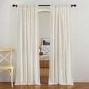 NICETOWN Flax Linen Living Room Curtains 90 inches Long, Rod Pocket & Back Tab Semi Sheer Linen Drapes Privacy Added with Light Filtering for Bedroom/Living Room, Natural, W42 x L90, 2 Panels