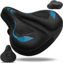 Gel Bike Seat Cushion, Soft Gel Padded Bicycle Seat Cover for Men & Women Comfort, Extra Padding Cycle Seat Cushion for Peloton, Stationary Exercise Bike, Beach Cruiser, Ebike, MTB, Road Bicycle (C2 Blue)