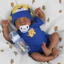 CHAREX Realistic Reborn Baby Dolls Black - 18 inch Newborn Baby African American, Soft Body Real Life Sleeping Baby Doll with Accessories Gift Set for Girls Boy Age 3+