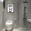 Framed Bathroom Picture Wall Decor, Black and White Donkey Wall Art, Waterproof Black Framed Animals Abstract Prints for Restroom Decoration for Restroom Decoration 12x16 inch (Black Framed Donkey, 12'' x16'')