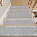 tchdio Stair-Treads Non Slip Indoor, Stair Treads for Wooden Steps 15PC, Soft Carpet Stair Treads, Peel and Stick Stair Treads Reusable Adhesive for Kids and Pets, Washable Stair Runner 8"x30" Beige