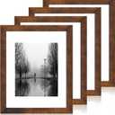 iRahmen 11x14 Picture Frame Set of 4 with Tempered Glass, Rustic Frame Display 8x10 Pictures with Mat or 11 x 14 Without Mat, Wooden Photo Frames for Wall Mounting