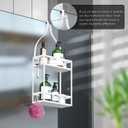 Meangood Shower Caddy 10.4" x 4.5" x 22.04" Hanging Shower Caddy Organizer Over Shower Head Big Capacity for Shampoo, Conditioner with Hooks for Razor/Sponge, White
