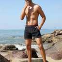 unitop Mens Swim Trunks with Compression Liner 5 Inch Inseam Surfing Board Shorts with Zipped Pockets (28, Grey)