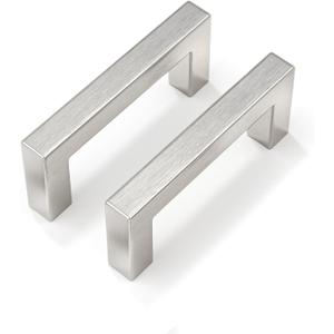 goldenwarm 30 Pack 3 Inch Brushed Nickel Cabinet Pulls Square Drawer Handles Silver Kitchen Hardware Cupboard Dresser (3in(76mm) hole centers)
