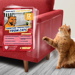 12 Pack Cat Scratch Furniture Protector Sheets  Clear Couch & Sofa Guard from Cat Claws  Easy Apply, Removable, with Twist Pins (6 XL + 6 Large)