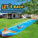 Spring Water Slip and Water Slide, 32FT Lawn Slip n WaterSlide for Kids Adults, Backyard Summer Outdoor Water Toys with Sprinkler, 2 Inflatable Bodyboards