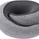 Shaped Memory Foam Neck Pillow with Massage, Charging Portable U-Shaped Travel Pillow for Office Nap Car Sleeping Neck Support (Grey)