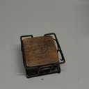 Rustic Wooden Coaster Set with Holder, Drink Coasters, Pattern Design, Brown, Decorative Table Protection Eco-Friendly, Absorbent, Antique Look Handcrafted Coasters (Iron Case)