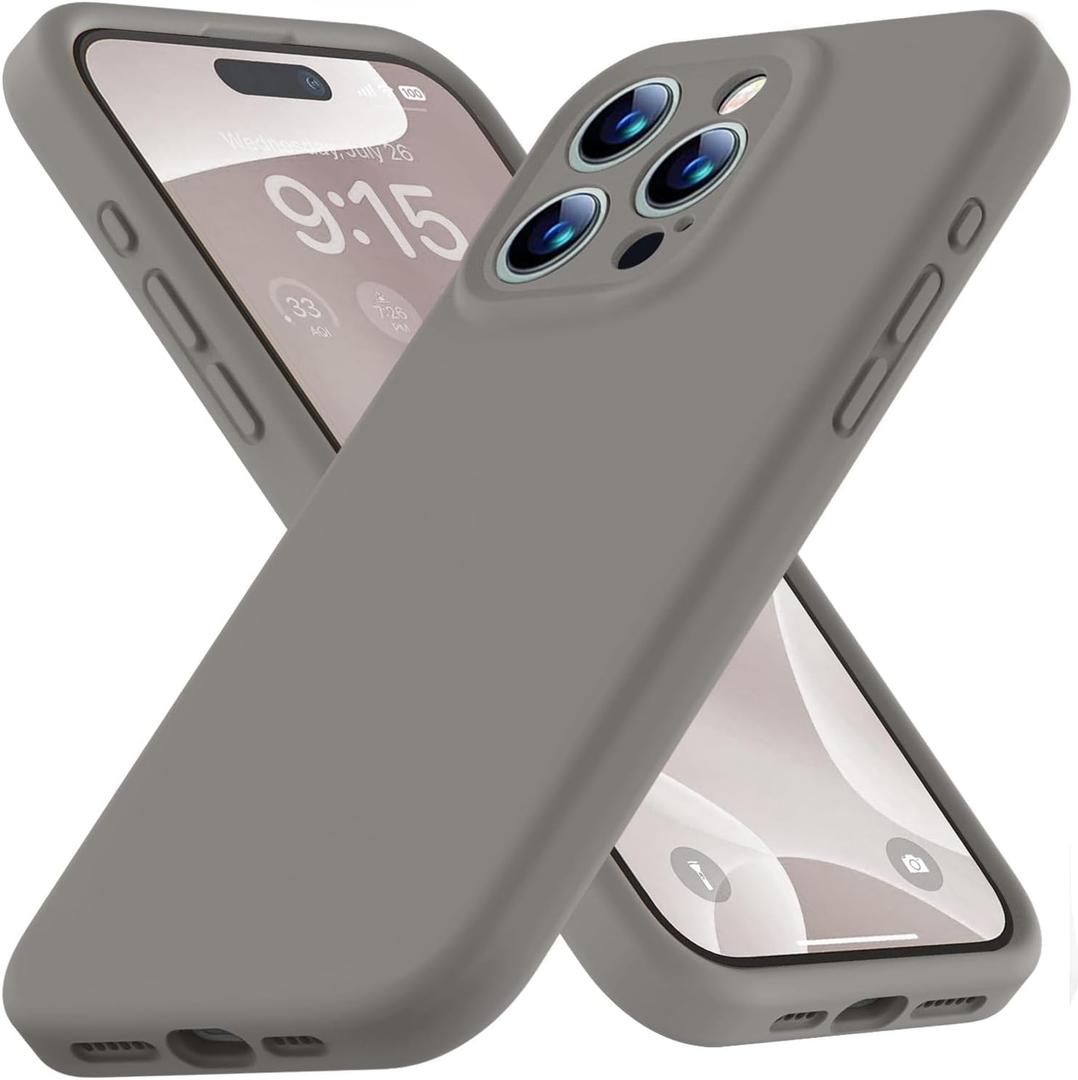 Ktele Compatible with iPhone 15 Pro Max Case, Silicone Upgraded [Camera Protection] [Soft Microfiber Lining] Full Covered Slim Gel Rubber Case for iPhone 15 ProMax 6.7 inch - Natural Titanium