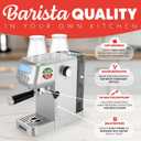 Gourmia Slim Espresso Machine with LCD Screen - Milk Frother, Adjustable Temperature, Manual & Auto Brew, Single/Double Shot, Hot Water Dispenser, Descaling Mode, Compact