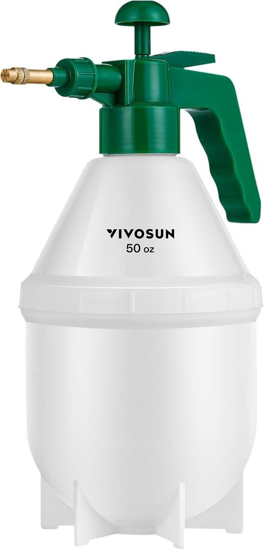 VIVOSUN 0.4 Gallon Handheld Garden Pump Sprayer, 50 oz Gallon Lawn & Garden Pressure Water Spray Bottle with Adjustable Brass Nozzle, for Plants and Other Cleaning Solutions (1.5L Green) (50 ounce)