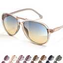 livho Trendy Polarized Aviator Sunglasses Women Men, Retro Sun Glasses for Women Men 2025, Oversized UV Protection Shades (Brown Tortoise/Brown)