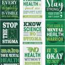 3 x 9 Pcs 17 x 22'' Large Green Mental Health Awareness Posters for Classroom Decoration Items Psychology Educational Therapy Bulletin Board Wall Mental Health Ribbon Decor for School Office Supply