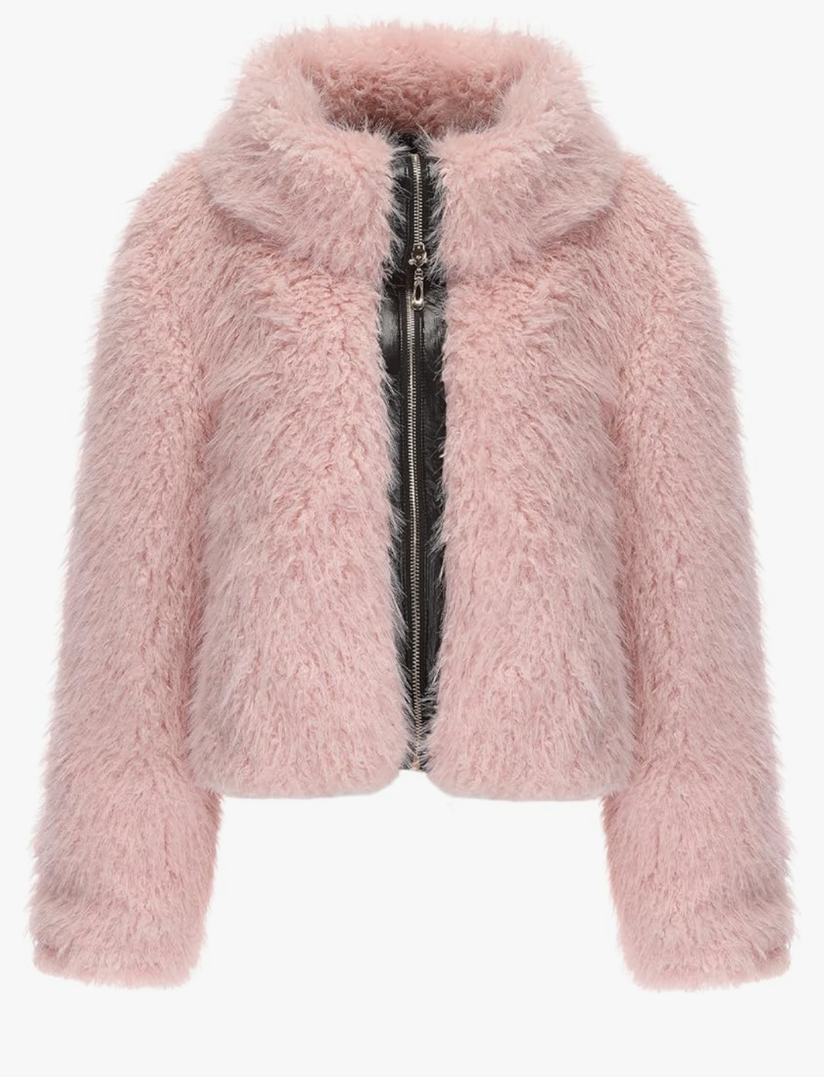 Women Faux Fur Jacket Zip Up Large Turn-Down Collar for Short Jackets Fall and Winter Warm Fluffy Cardigan Coat XL