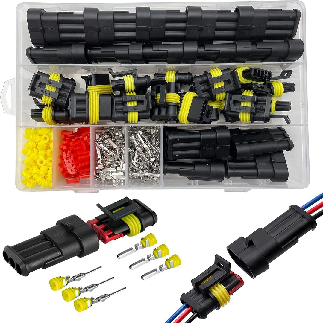 20 Kit 3 Pin Connector, 20-16 AWG Waterproof Electrical Automotive Wire Connector, 1.5mm Series Terminals Male Female Car Harness Plug Sets
