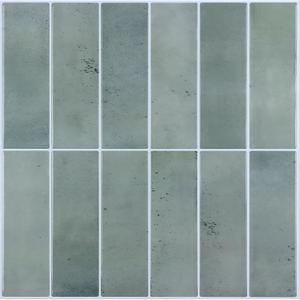 CHIHUT 16 Sheets Dusty Green Peel and Stick Backsplash Tiles 12"x12" Glossy 3D Rectangular Self Adhesive Tiles for Kitchen Backsplash Removable Waterproof Renter Friendly Vinyl Backsplash Panels