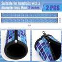 Geelin 2 Pcs Pool Handrail Covers 5.9 ft Neoprene Zippered Handrail Cover Slip Resistant Printed Rail Grip Covers for Swimming Pool Handrailing(Blue Mosaic Tiles Style)