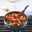 Farberware Dishwasher Safe Nonstick Jumbo Cooker/Saute Pan with Helper Handle -Aluminum, 6 Quart, Blue