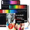 KALOUR 72 Watercolor Pencils Set, Water Soluble with 2 Brushes