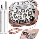 with Safety Lock for AirPods Pro 2nd/1st Generation Case Cover, Flowers AirPod Pro 2 Case iPod Pro Cases for Women Girls with Cleaner Kit for AirPod Pro Cases (2023 USB-C /2022/2019) -Leopard Print