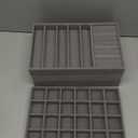 Velvet Jewelry Drawer Organizer Trays  Large Grey Stackable Jewelry Storage Inserts Set, 4-Layer Jewelry Tray Set for Earrings, Rings, Necklaces, Bracelets with Removable Dividers for Dresser, Vanity (Expanded (Magazine Size))