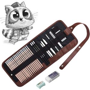 Drawing Pencils, Sketch Pencils Graphite 12B 8B 7B 6B 5B 4B 3B 2B B HB 2H and Charcoals Art Supplies for Sketching and Drawing, Pencil Set for Artists or Kids