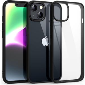 Supdeal Shockproof Clear Case for iPhone 14, [Not Yellowing] [10FT Military Drop Protection] Hard Clear Back Four Corner Airbags Drop Protection Phone Cover, 6.1 inch, Black