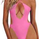 HYPERFIRE Women's Sexy Criss Cross Halter Bathing Suit Cut Out Backless Monokini Swimsuits One Piece (Large, Pink)