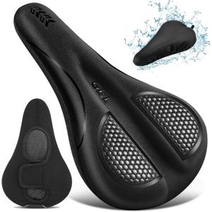 Bike Seat Cushion Gel Padded Bike Seat Cover Extra Soft Comfy for Men Women Comfort,with Peloton Stationary, Exercise, Mountain Bikes, Road & Electric (Black)