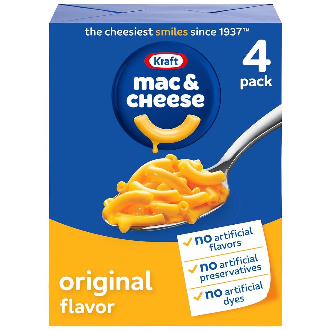 Kraft Original Mac & Cheese Macaroni and Cheese Dinner, 4 ct Pack, 7.25 oz Boxes, BBD 02/28/2026