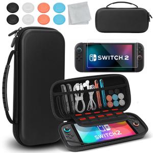 Old Canal Carrying Case for Switch 2, Switch 2 Travel Case with 10 Game Card Slots, Protective Hard Shell Carry Storage Cases for Switch 2 with Screen Protector, Thumb Grips, Screen Cleaning Cloth