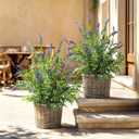 2 Pack Artificial Lavender Plants in Pots Artificial Potted Plants Fake Flower Plant Real Touch Silk Faux Plants Greenery for Indoor Porch Patio Greenery Farmhouse Garden Office Decor (Type 4)