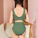 Milumia Girls Swimsuit One Piece Cut Out Bathing Suit Rib Knit Bikini Swimwear Size 9-14Y