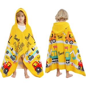 UOMNY Engineering Vehicle Hooded Towels,Soft Kids Beach Towel,30" x 50" | Engineering Vehicle Hooded Towels for Kids,Soft Kids Beach Towel,30" x 50" for 3-10 Years Boy,Hooded Bath Towel
