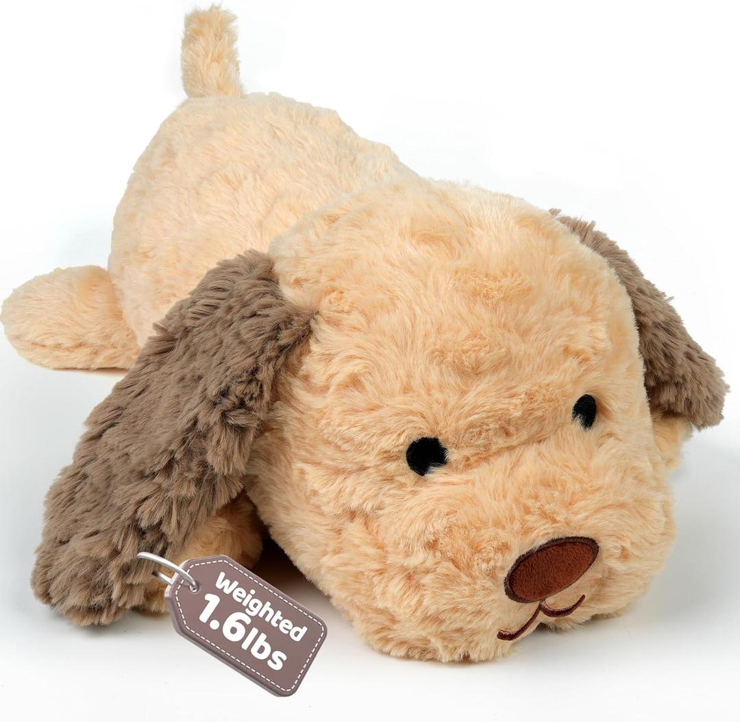 Puffpals Weighted Plush, Cute Labrador Weighted Stuffed Animal with Beads, Soft Sensory Plush Pillow Toy for Kids & Adults(13in, 1.6lbs)