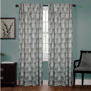 Smart Curtains Ultimate Light Blocker Linen Damask Rod Pocket 40x63in, Charcoal