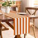 2 x Orange and White Cabana Striped Table Runner Margarita Aperol Spritz Cocktail Birthday Party Decoration Baby Shower Dining Room Home Kitchen Table Decor (Orange, 13" x 72")