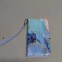 ULAK Compatible with iPhone 17 Wallet Case [RFID Blocking], Women PU Leather Shockproof Protective Folio Flip Cover with Card Holder Kickstand for iPhone17 6.3 inch 2025, Marble Blue