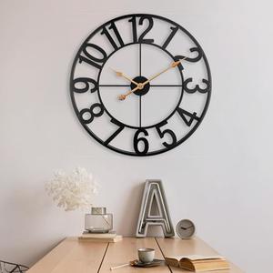  Large Wall Clock, 16 Inch Wall Clocks for Living Room Decor, Silent Non-Ticking Wall Clocks Battery Operated, Arabic Numerals Modern Decorative Wall Clock for Farmhouse, Kitchen, Bathroom (Black)