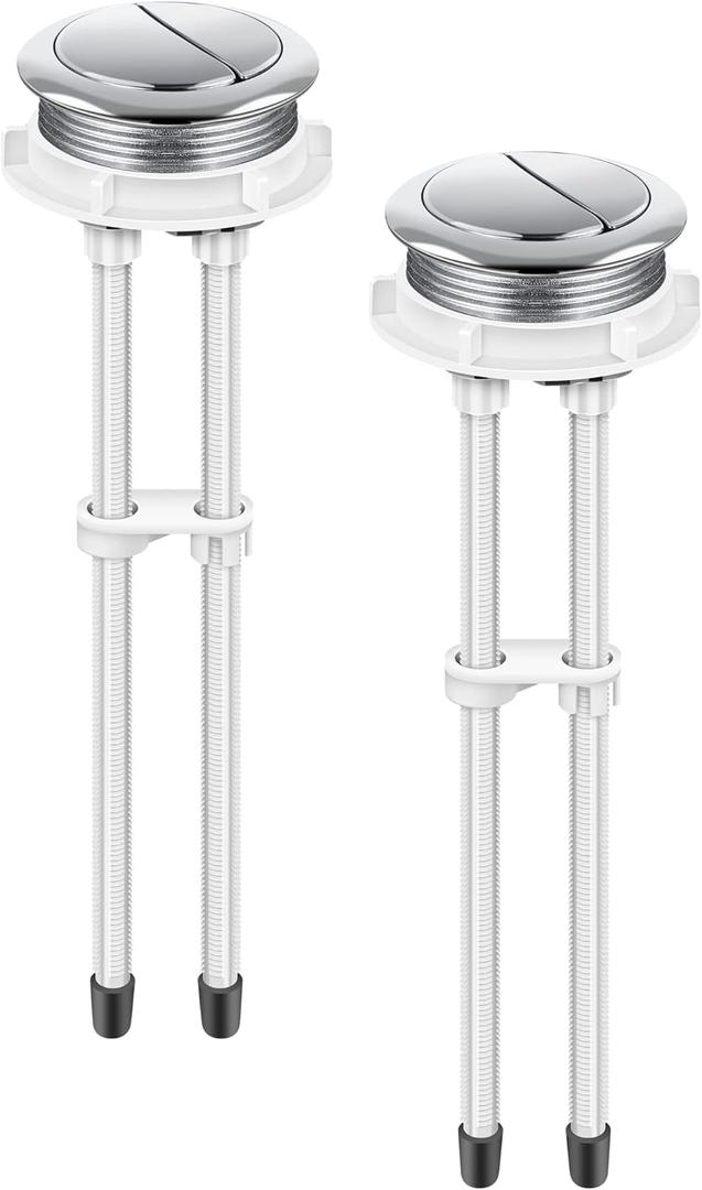 Enhon 48mm Toilet Tank Buttons, 2 Pack Flush Valve Dual Push Button Replacement Adjustable, Compatible with Glacier Bay Aquasource TOTO, American Standard, Kohler, Twfords, Armitage Shanks, Geberit