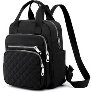 Small Backpack for Women Casual Quilted Square Bag Waterproof Multi Pockets Daypack Lightweight Top Handle Satchel
