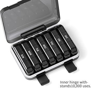 Am Pm Pill Organizer, Weekly Pill Box 2 Times A Day - Acedada 7 Day Pill Organizer with 7 Separate Containers, Portable Daily Medicine Dispenser Case for Vitamin, Fish Oils, Supplements, Stylish Blue