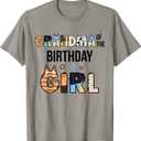 Grandma of The Birthday Girl Party Blue Dog Lover Matching T-Shirt, Size: L