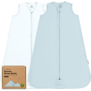 2-Pack Baby Sleep Sacks, Zipper Wearable Blanket - 0.5TOG Organic Cotton, Lightweight, Soft Cozy Toddler Sleeping Sack 6-12 months, Easy to Wear Large Newborn Transition Swaddles Sleepsacks (Glacier)