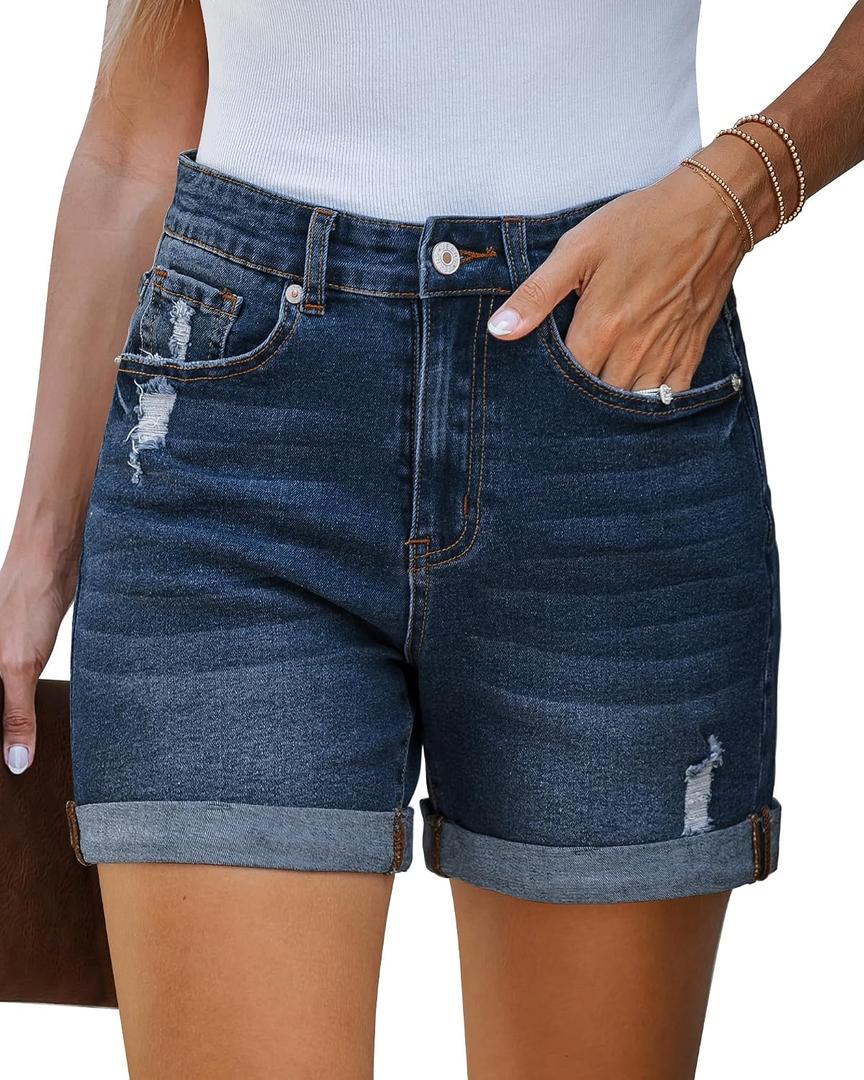 LookbookStore Woman Shorts Women High Waisted Jean Shorts Plus Size Jean Shorts for Women Womens Stretch Shorts Womens Cut Off Jean Shorts Wide Leg Jean Shorts for Women Darkness Blue XX-Large