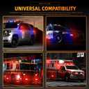Red Magnetic Flashing Strobe Light/w Controller, Battery Operated Rechargeable LED Safety Lights, Mini Portable Emergency Warning Light Bar for Police Car, Fire Trucks Vehicles 2-Pcs