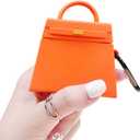 Compatible with Earbuds Case Airpods 1 & 2, Fashion Hand Bag Design Wireless Earphone Protector Soft Silicone Shockproof Accessories Orange